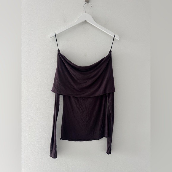 SKIMS Sheer Modal Off The Shoulder Long Sleeve in Phoenix - Picture 7 of 9